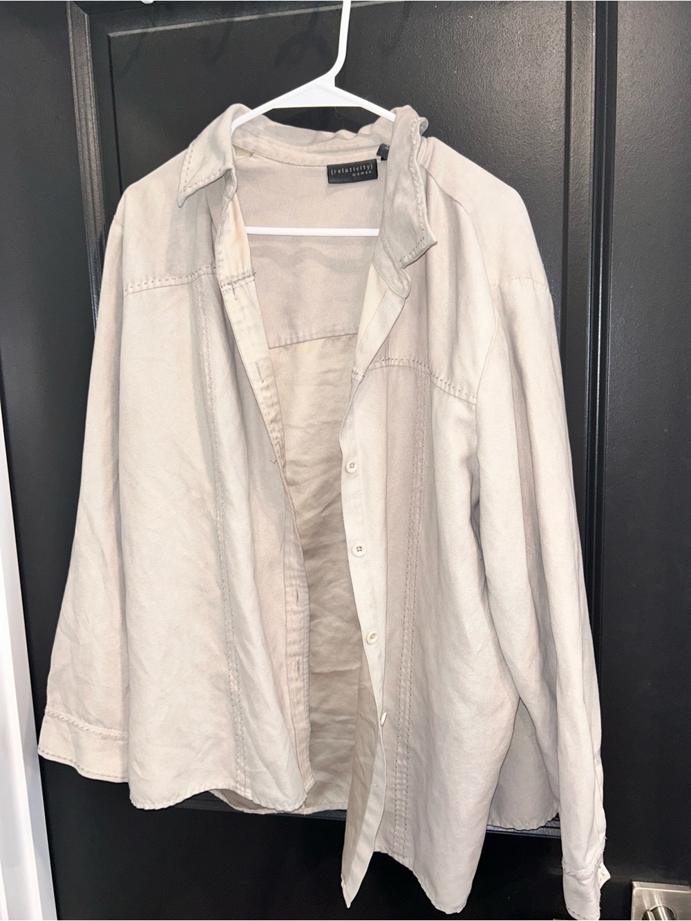 Relativity Cream Casual Button-Down Shirt